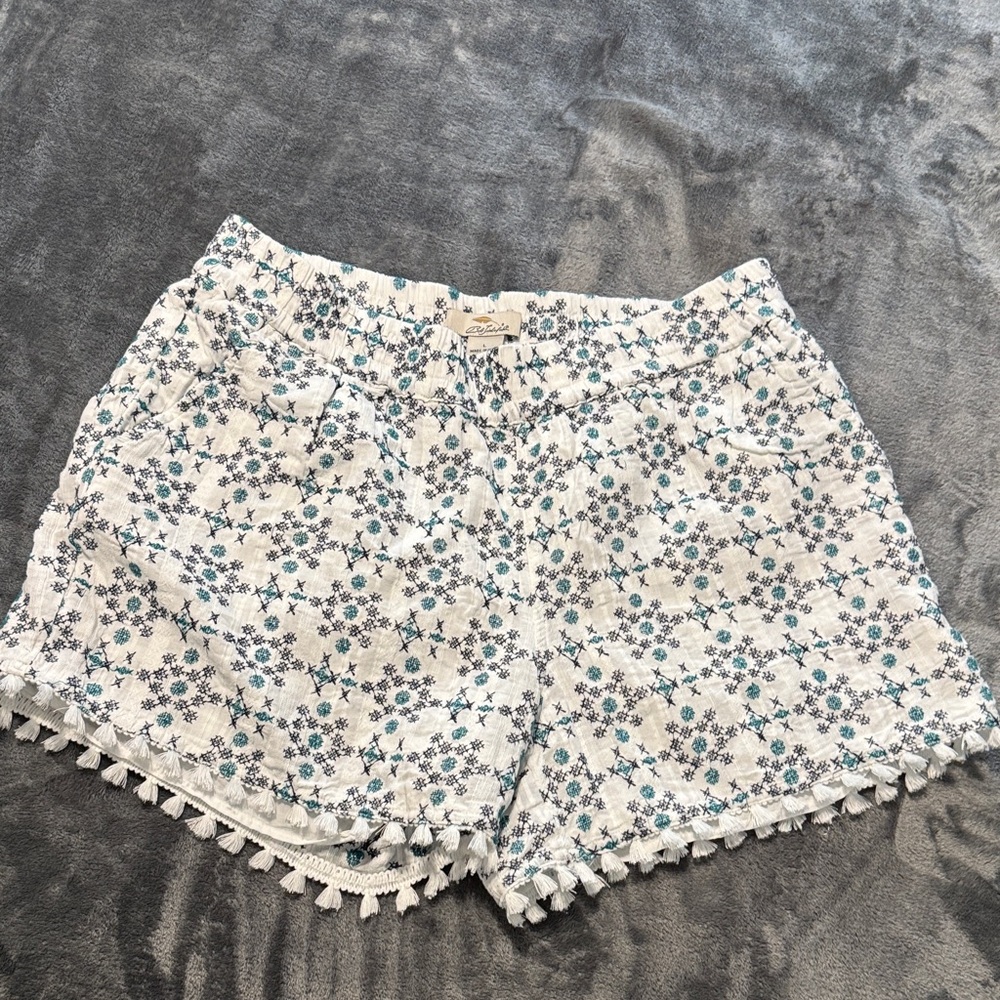Bob Timberlake Floral High Waist Women's Shorts w fringe and pockets Large